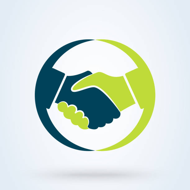 Handshake sign in the circle, on white background illustration